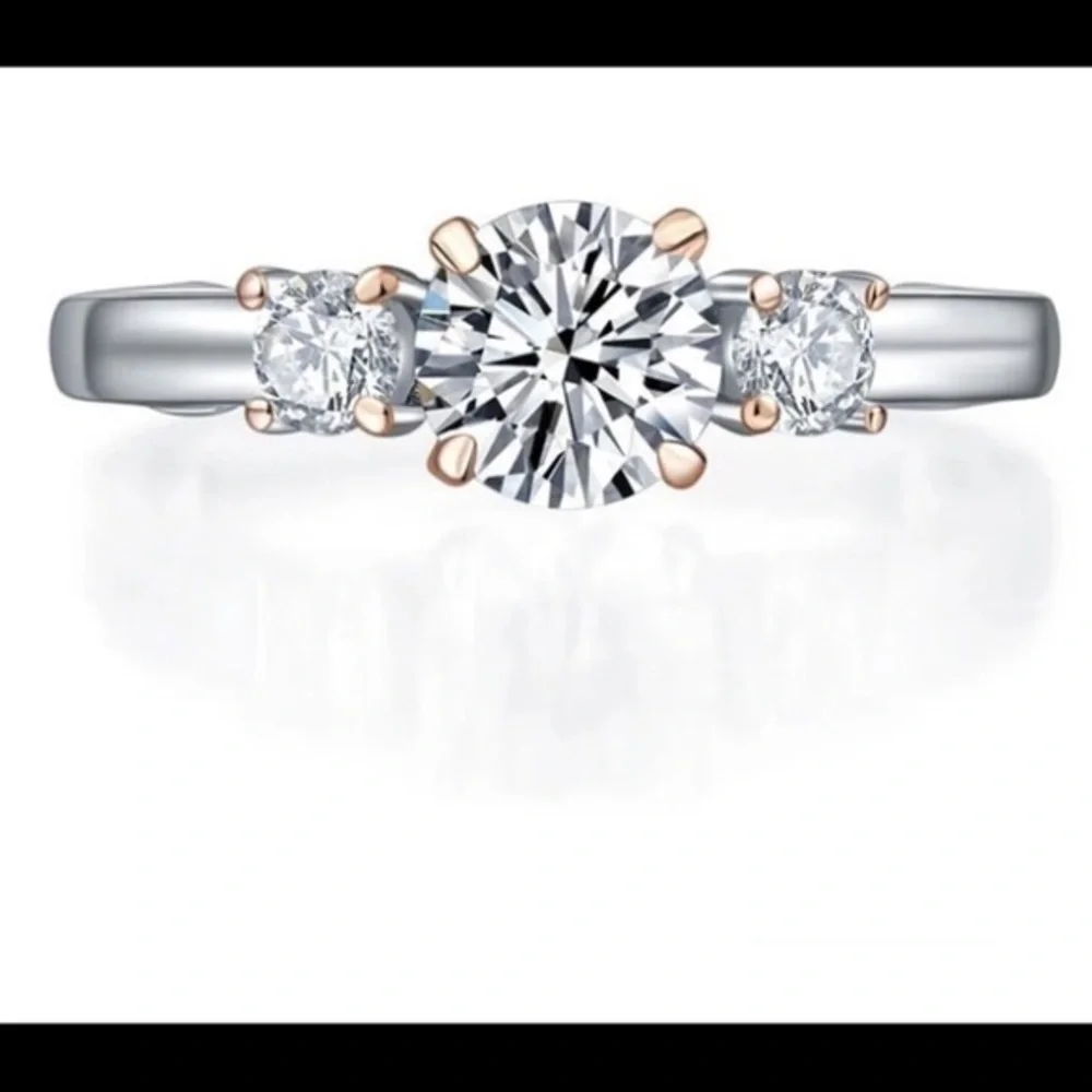 New .925 Three Diamond Ring, Size 8